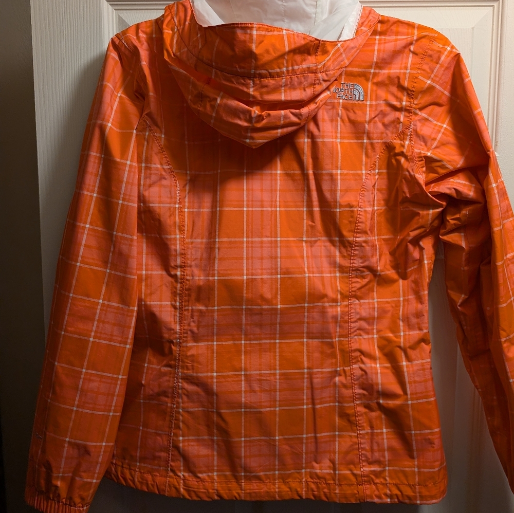 The North Face Women's Orange Plaid Rain Jacket - Picture 3 of 5